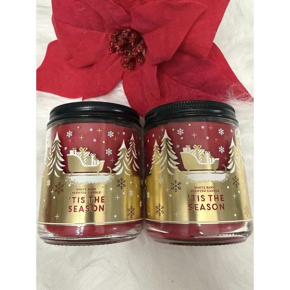 Bath & Body Works White Barn Tis The Season 7oz Scented Candle Set of 2 Holiday